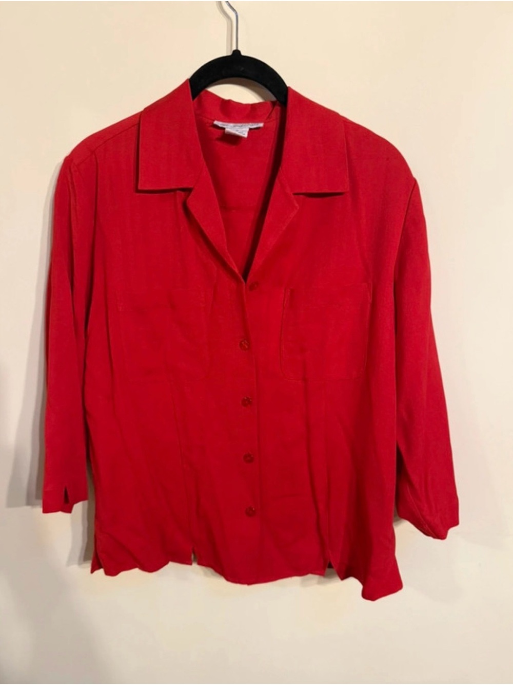 Vintage 100% Silk Anna and Frank Red Button-Down Shirt